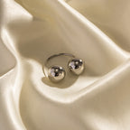 2H Non-Fading Steel Color Stainless Steel Double Large Ball Open Ring2025Fashionable and Unique Trendy Accessories
