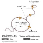 Finger Bracelet Stainless Steel Pearl Jewelry Ring Non-Fading for Women