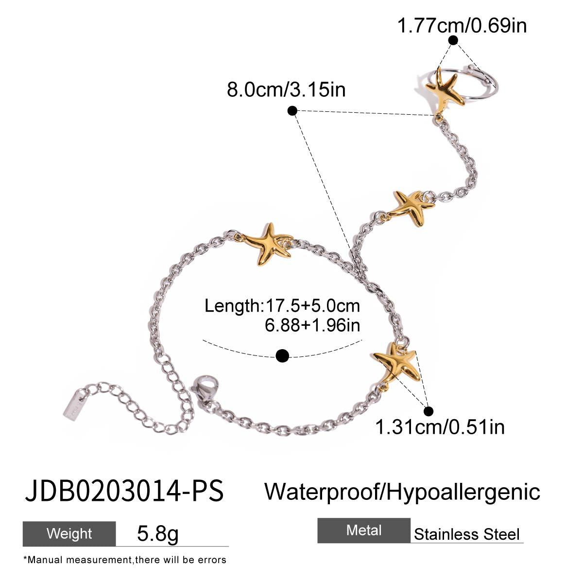 Finger Bracelet Stainless Steel Pearl Jewelry Ring Non-Fading for Women