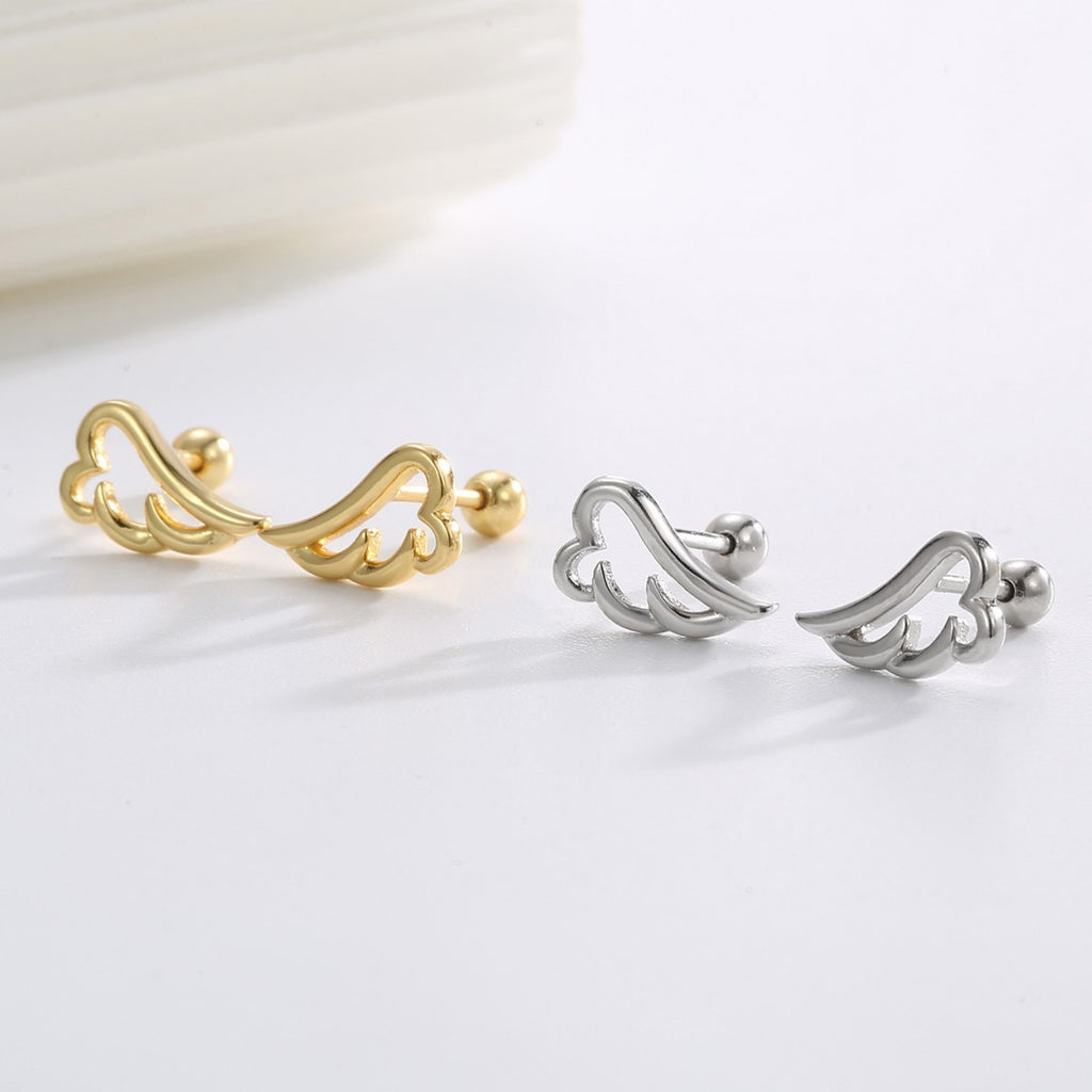 SE0187 S925Silver Angel Wings Earrings for Women Creative Design Sense Simple Cute Ear Jewelry