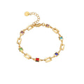 Gold-Plated Brass Geometric Bracelet with Stone Detail with a geometric design profile