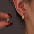 SE0266 S925Silver French Hollow Heart Vintage Earrings Fashionable Unique Design Trendy Earrings