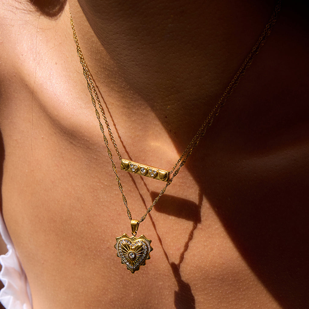 Heart Necklace Collarbone Chain Stainless Steel Jewelry Non-Fading