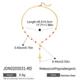 Gold-Plated Stainless Steel Lariat Necklace with Cross Detail — close-up detail — jewelry finish and design detail
