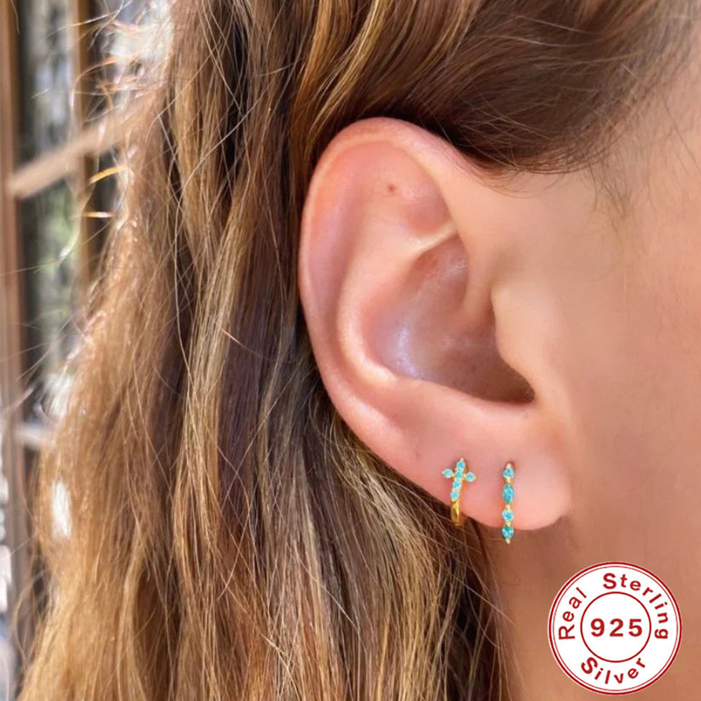 S925Sterling Silver Classic Simple Diamond-Encrusted Hoop Earrings Hot-Selling Water Drop Zircon Earrings for Women