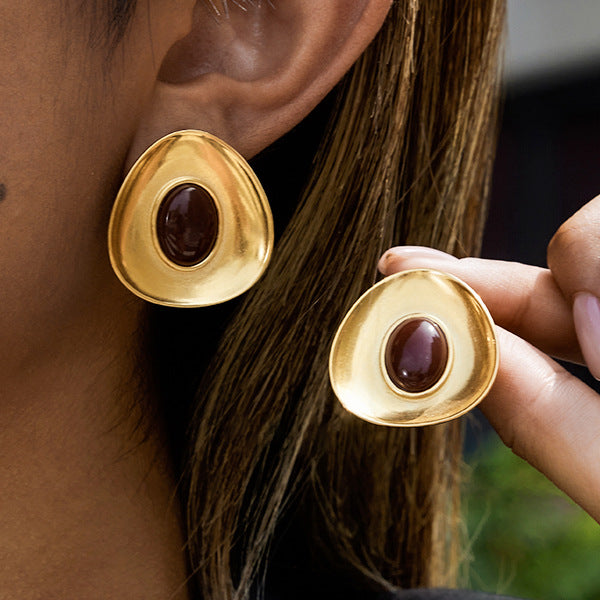 Resin earrings earrings non-fading stainless steel18k Gold accessories