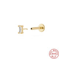 18G Crystal 925 Sterling Silver Cartilage Studs — front view — alternate angle 4 — jewelry finish and design detail