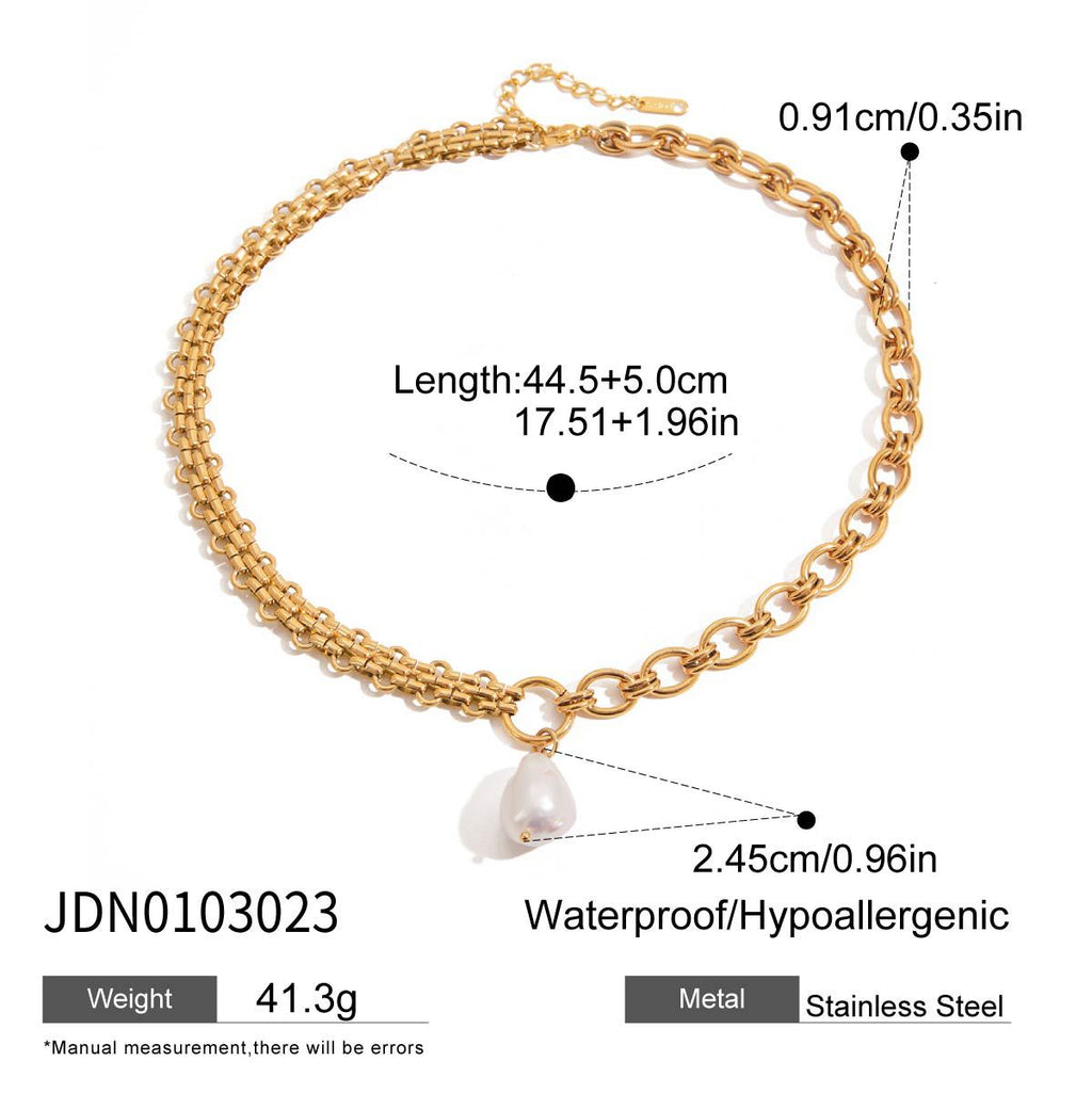 Stainless Steel Pearl Necklace Collarbone Chain Non-Fading Jewelry Accessories