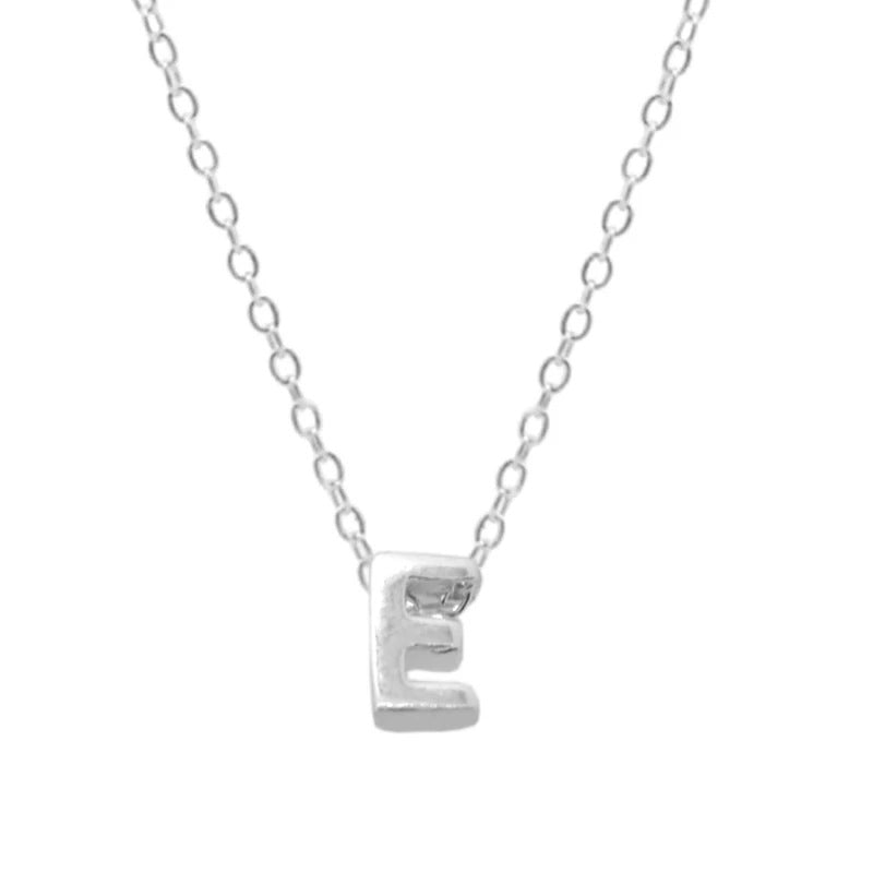 Sterling Silver 26 Letter Pendant Necklace Polished Collarbone Chain