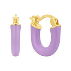 E0695 Korean Style Fashion Elegant Earrings for Women Purple Resin Cute Simple Hoop Earrings