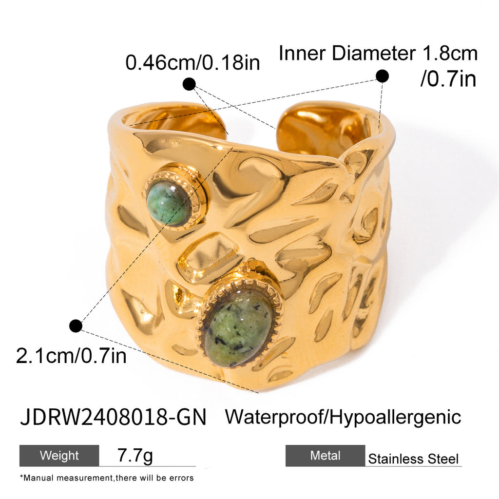 Stainless Steel Natural Stone Turquoise Ring ring