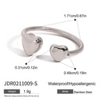2H Jewelry Women's Stainless Steel Zircon Bracelet Ring Non-Fading Jewelry