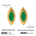 Green Agate Stainless Steel Gold-Plated Earrings — alternate product view — jewelry finish and design detail