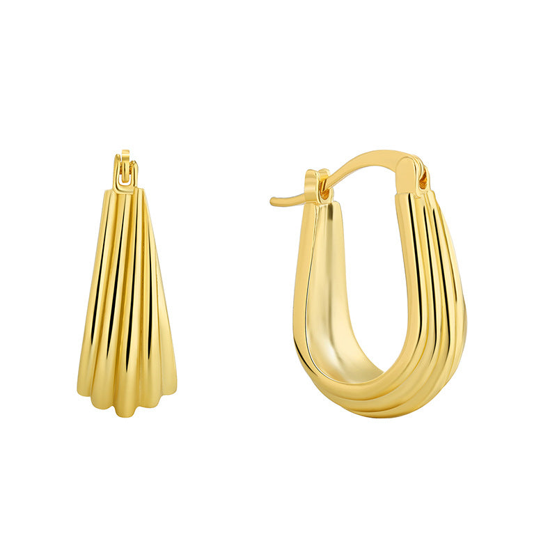 E0526 Geometric Twisted Lines Glossy Earrings for Women Brass Gold Plated Vintage Minimalist Style Ear Cuffs