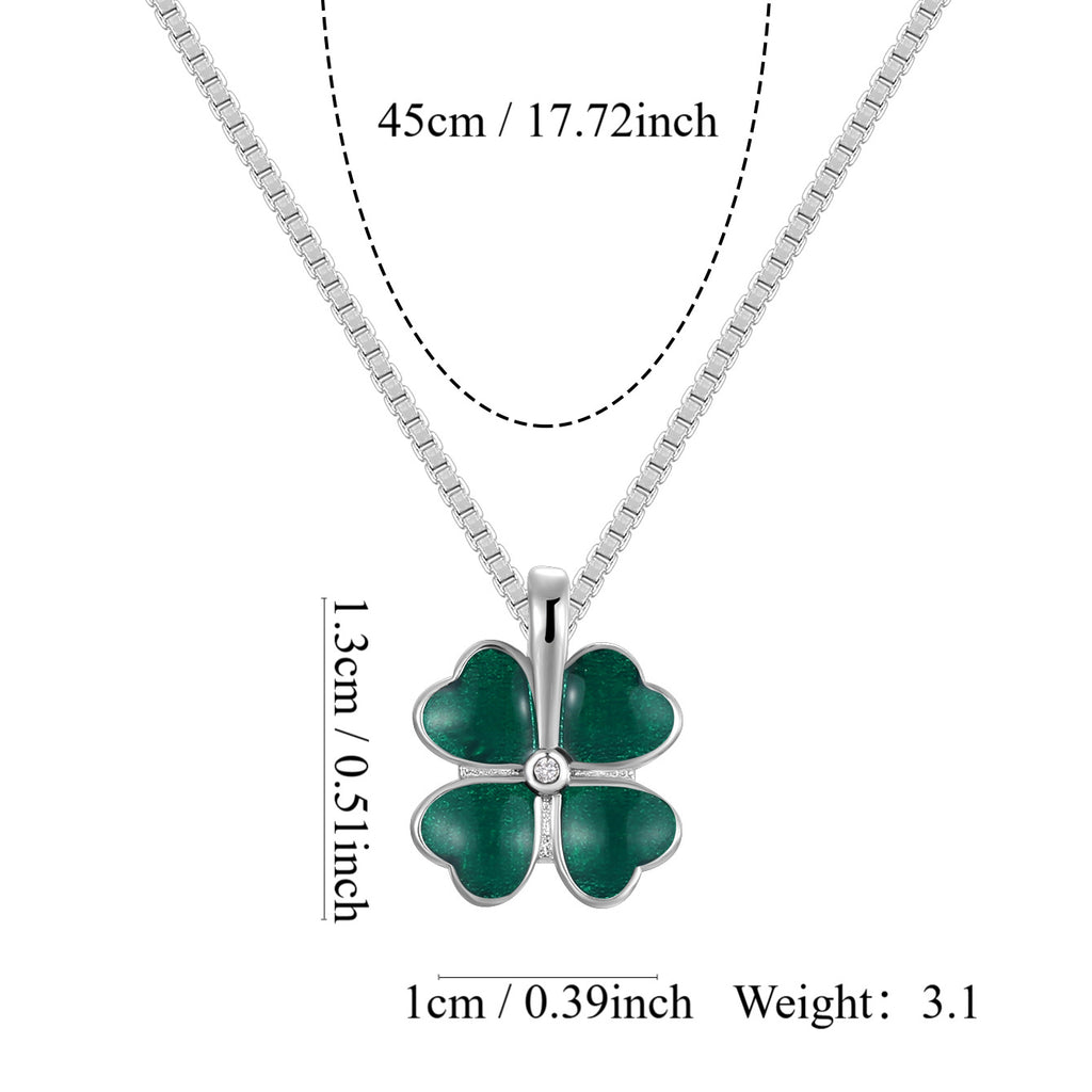 S925 Sterling Silver Four Leaf Clover Collarbone Necklace For Women