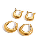 2H Stainless Steel Plain Hoop Metal Earrings Elegant Design Stud Earrings Jewelry