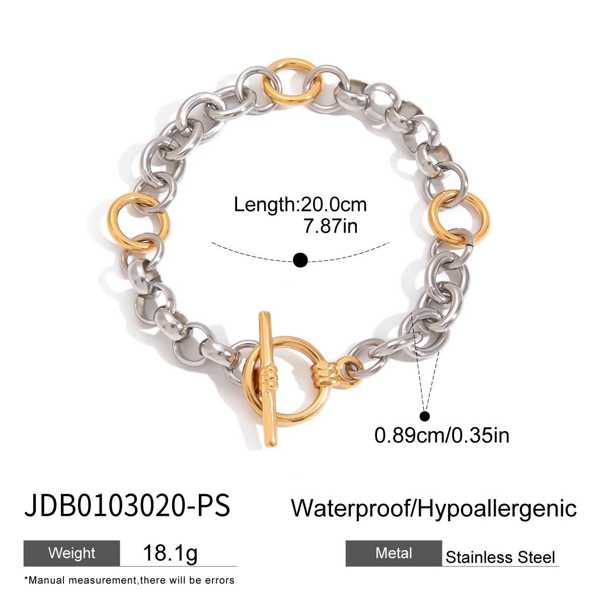 2H Stainless Steel Color Block Cuban Bracelet Jewelry for Women