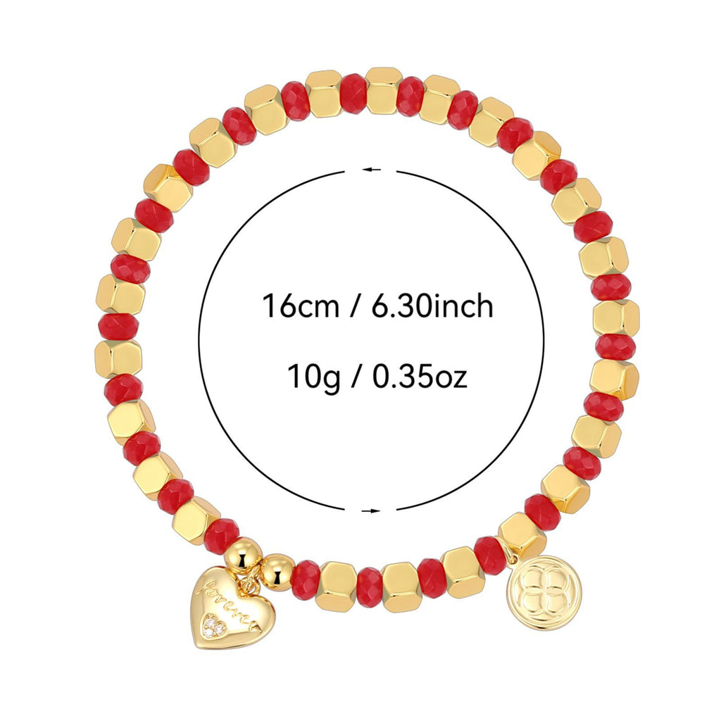 B0260 Love Engraved Zircon Beaded Design Lucky Bracelet
