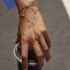 Mesh Zirconia Finger Bracelet for Women, Non-Fading Jewelry, Stainless Steel