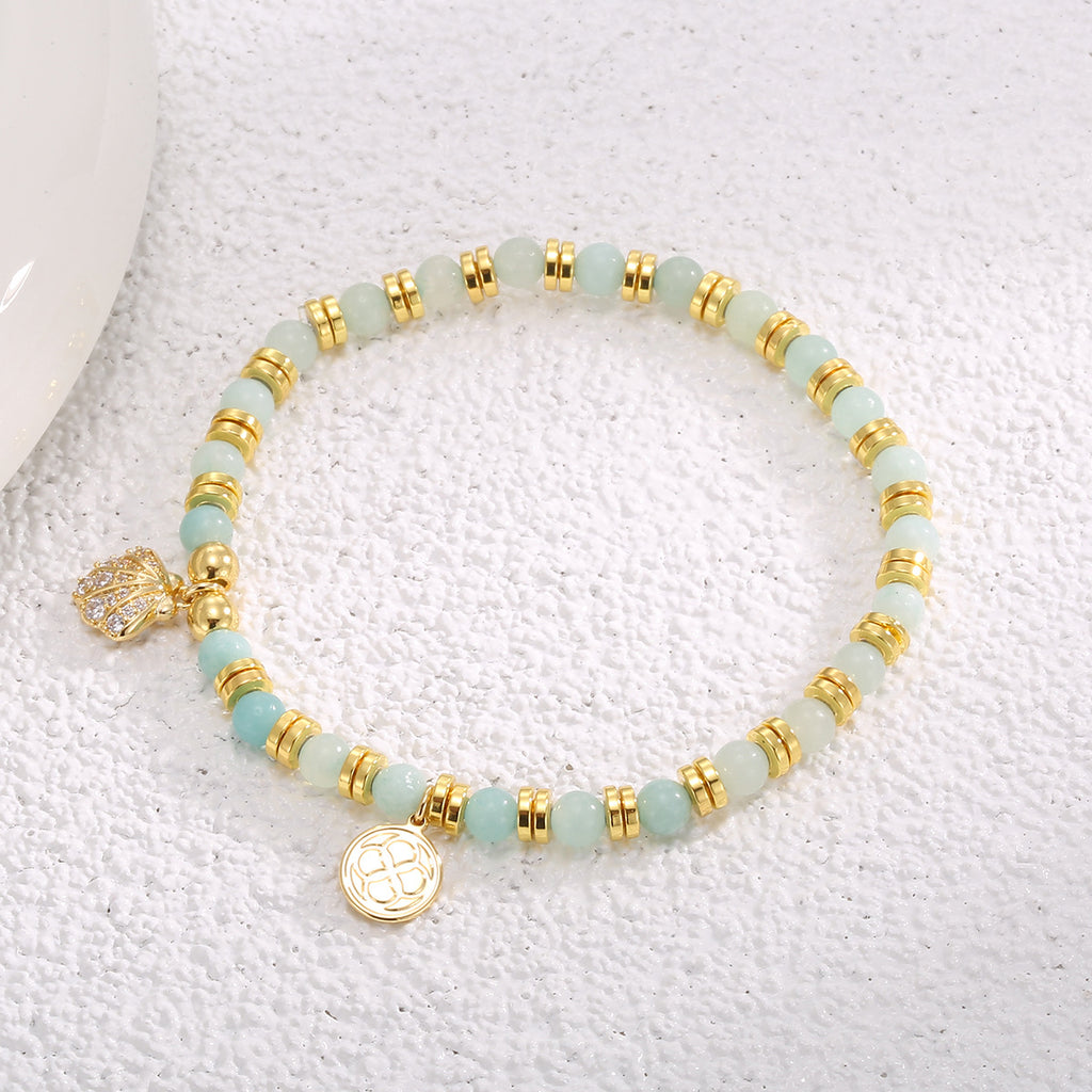 CYB0233 Bohemian Shell Zircon Bracelet Fashion Copper Plated14k Gold Beaded