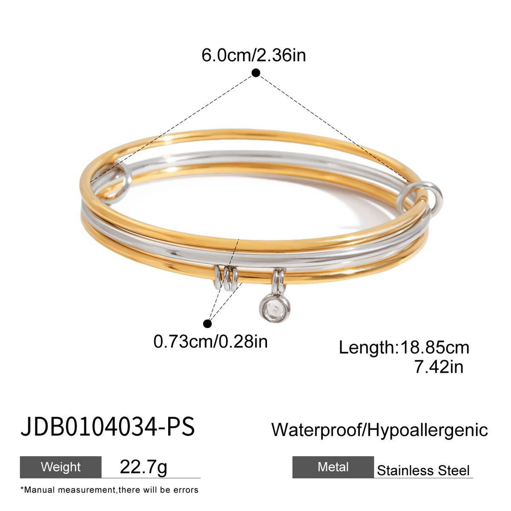 Stainless Steel Zircon Bracelet for Women, Non-Fading Jewelry Bangle Accessories