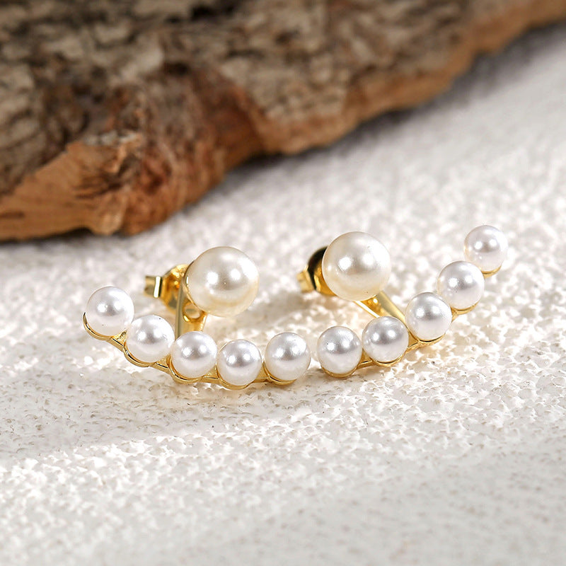 E0384 Creative Design Floating Shell Pearl Elegant Gentle Earrings for Women Simple Back Hanging Earrings