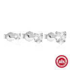 925Sterling Silver Classic Heart-Shaped Diamond-Studded Women's Earrings Set of Three Hot-Selling Ear Jewelry