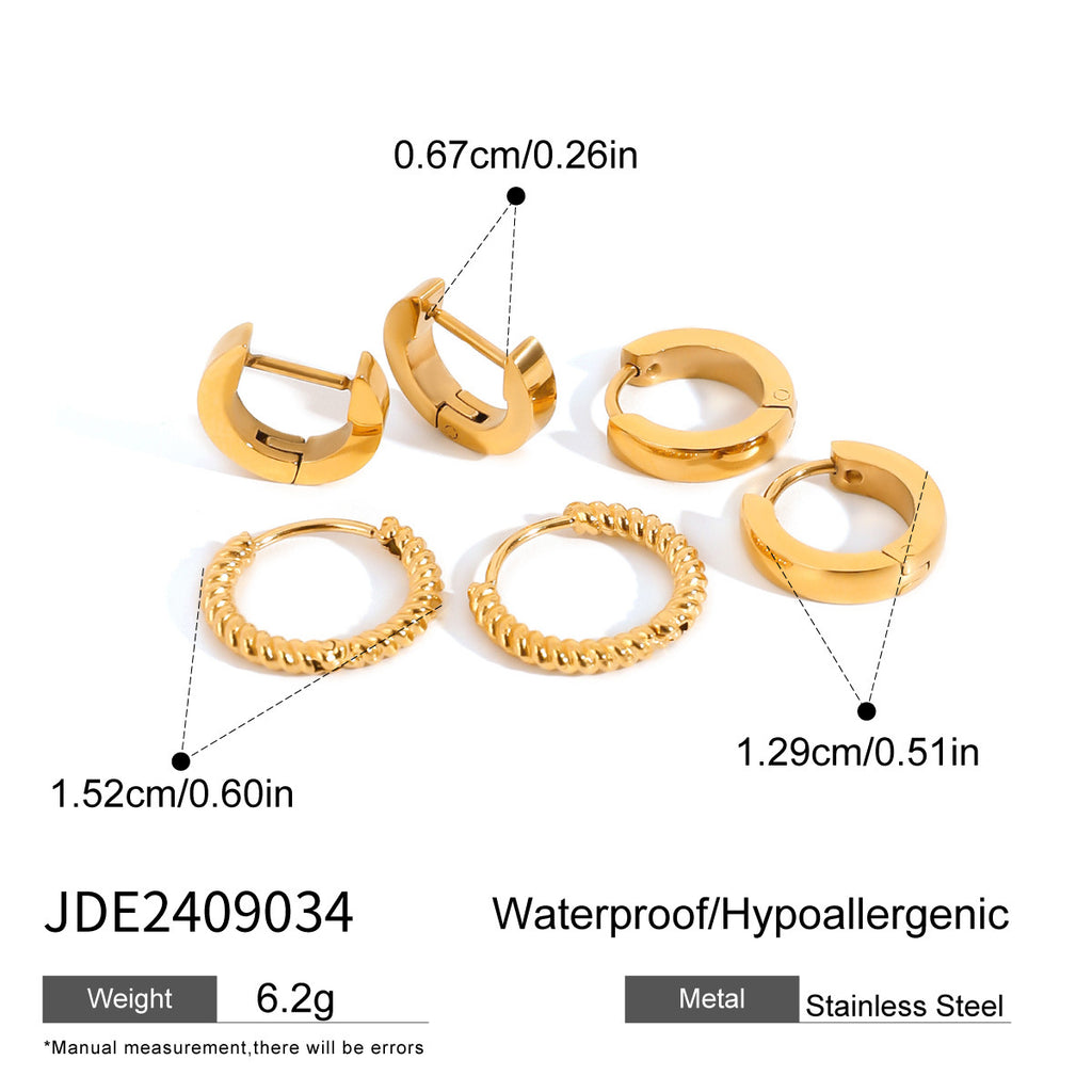 Three Pairs of Stainless Steel Zircon Earrings Pearl Earrings Ear Accessories