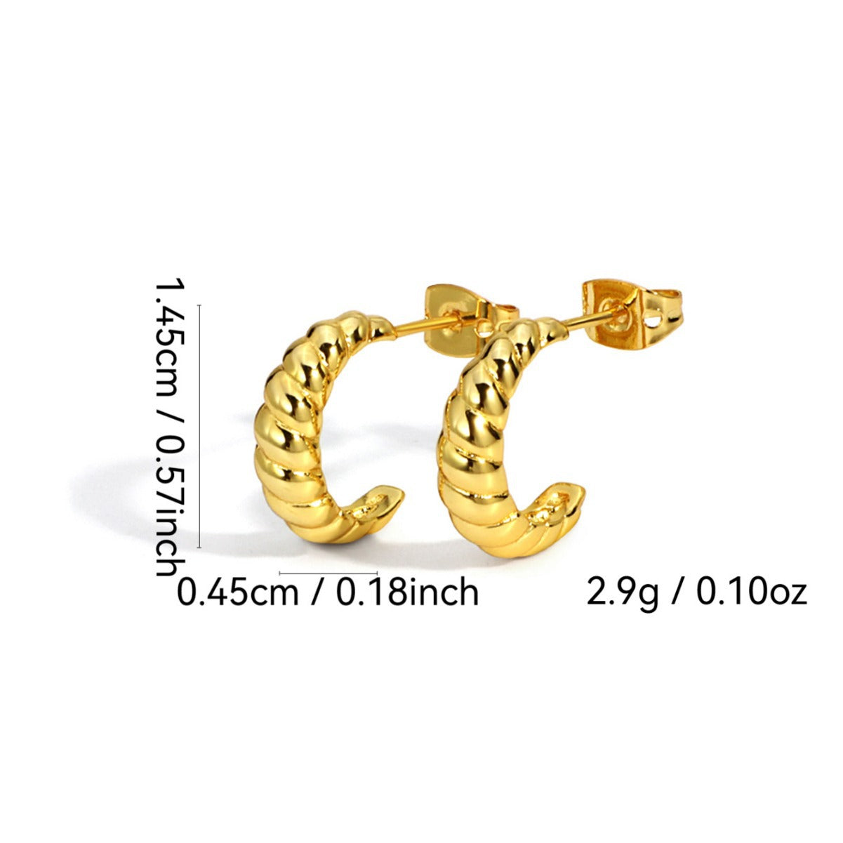 E0056Vintage Copper Gold-Plated Croissant Earrings for Women Minimalist Style Ear Jewelry