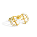 18K Gold-Plated Brass Star Moon CZ Stud Earrings with gold-tone brass construction