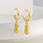 E0766 Fashion Creative Design Earrings for Women New Copper Plated18K Gold Cute Style Pineapple Earrings