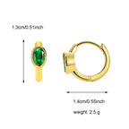 E0519 Fashion Design Simple Style Hoop Earrings for Women Brass Gold Plated with Green Zircon Ear Clips