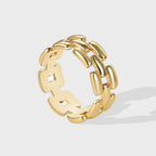 R0266 Fashion Chain Punk Unisex Ring Plain Copper Plated18K Gold