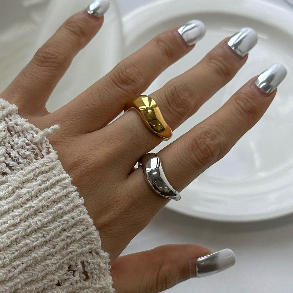 Exaggerated Stainless Steel Ring18k Goldware ring