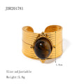 Gold-Plated Stainless Steel Tiger-Eye Ring — detail view — jewelry finish and design detail
