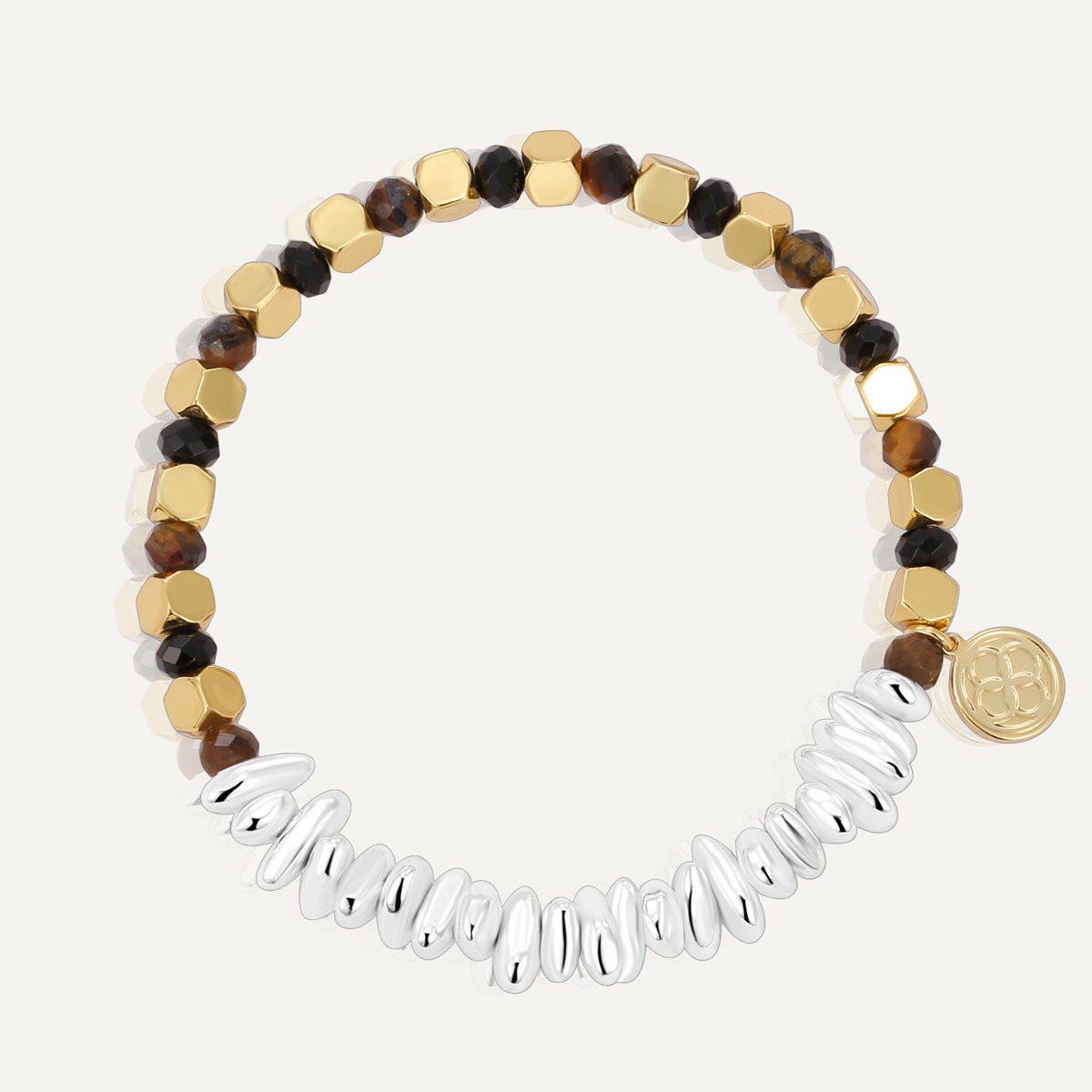 B0323 Minimalist Stainless Steel Round Beads Fashion Tiger Eye Stone Beads