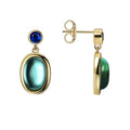 Gold-Plated Brass Oval Blue CZ Stud Earrings for private-label fashion jewelry buyers