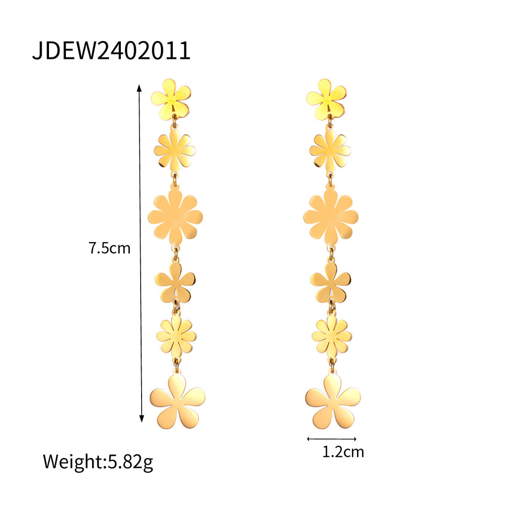 Stainless Steel Heart Necklace Simple Earrings Non-Fading Jewelry for Women