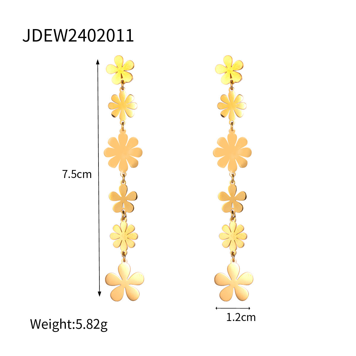 2H Stainless Steel Heart Necklace Simple Earrings Non-Fading Jewelry for Women