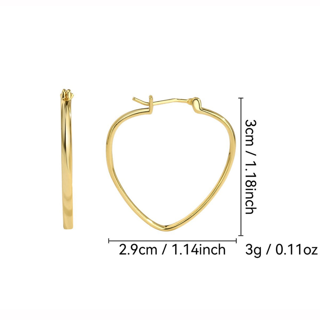 E0210 Simple Style Heart-Shaped Earrings Hollow Heart Gold-Plated Hoop Earrings Foreign Trade Accessories