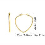 E0210 Simple Style Heart-Shaped Earrings Hollow Heart Gold-Plated Hoop Earrings Foreign Trade Accessories