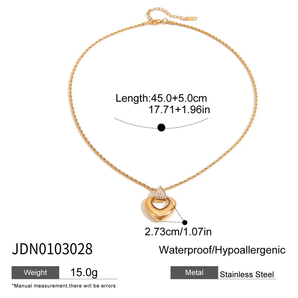 2H Heart Necklace Accessories for Women Summer Choker Stainless Steel Jewelry