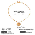 2H Heart Necklace Accessories for Women Summer Choker Stainless Steel Jewelry