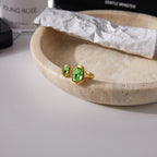 Green Zircon Ring Non-Fading Stainless Steel Jewelry for Women ring