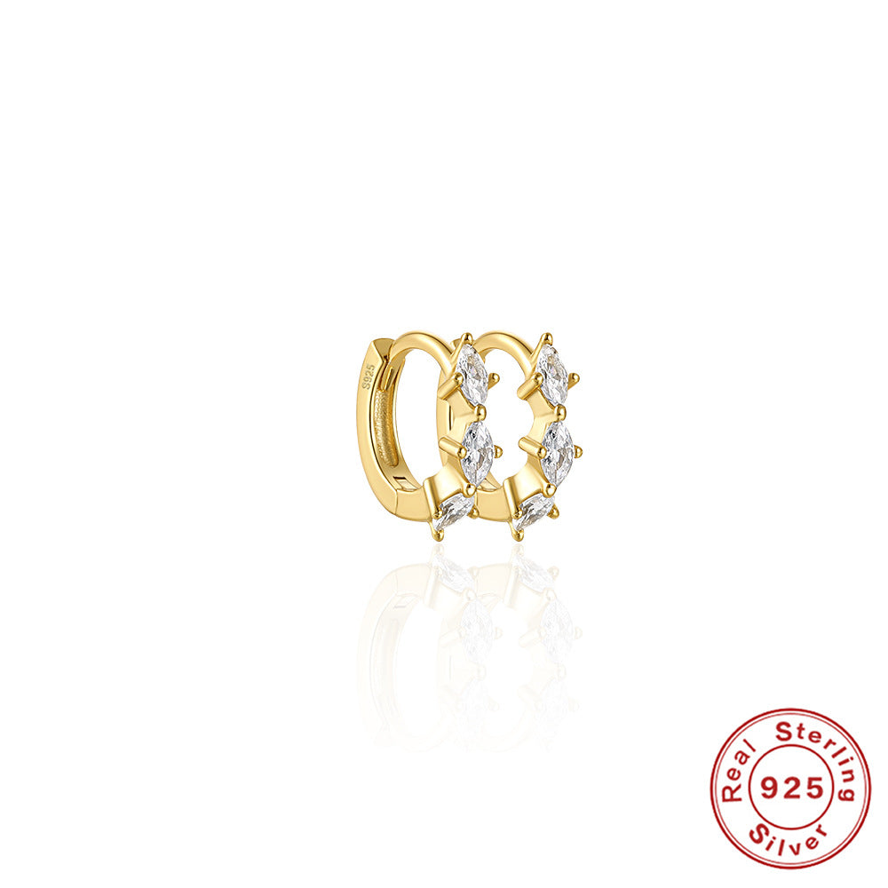 S925Sterling Silver Round Micro Pave Zircon Trendy Ear Cuff Stud Earrings Hot Selling Classic Super Sparkling Diamond Earrings