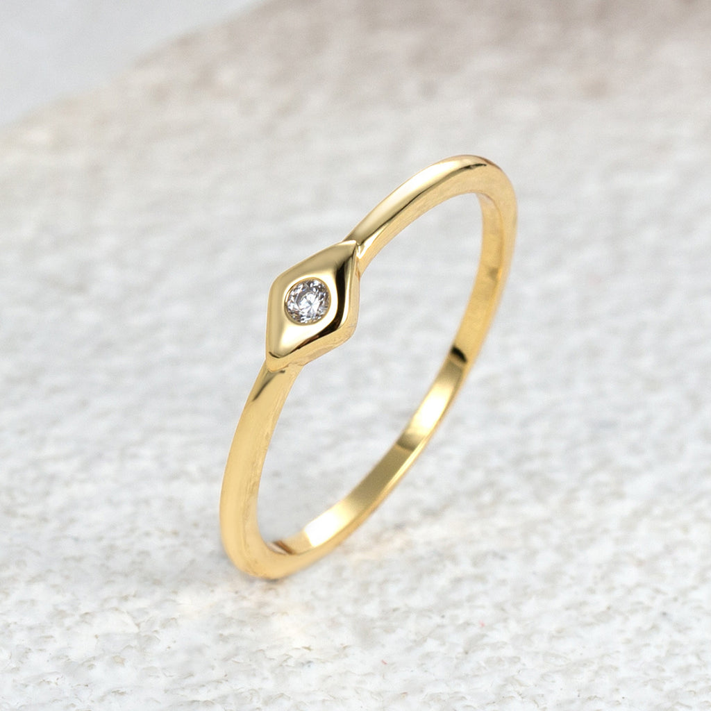 R0243 Design Rhombus Zircon Ring Personality Minimalist Closed Ring In Stock Dropshipping