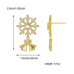 E0540 Christmas Ornaments Brass Gold Plated Minimalist Stud Earrings Female fashion Exquisite Snowflake Zircon Earrings