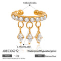 Gold-Tone Cubic Zirconia Tassel Ear Cuff Stainless Steel Earrings with a cuff design profile