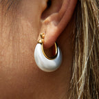 Stainless Steel Resin Imitation Pearl Earrings Ear Buckle Jewelry Does Not Fade