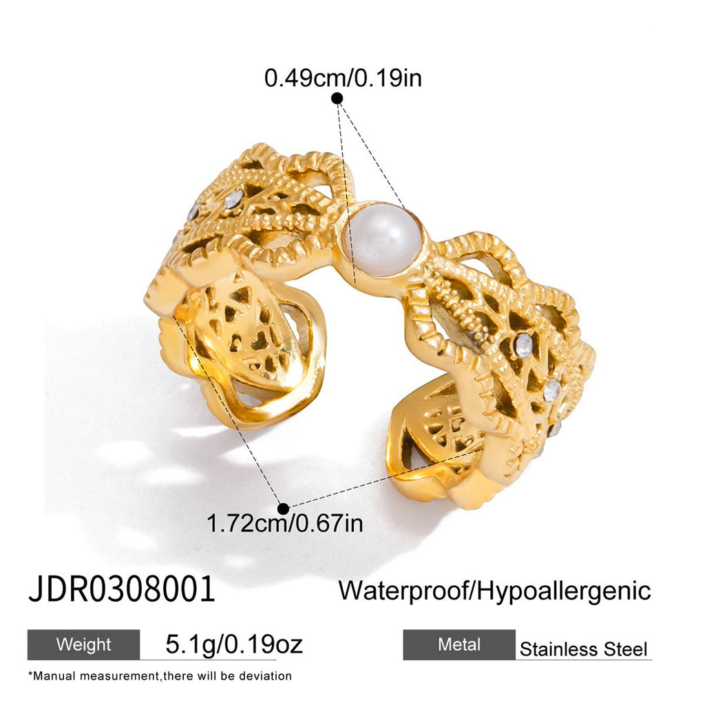 Zircon Ring Non-Fading Lace Stainless Steel Jewelry for Women ring